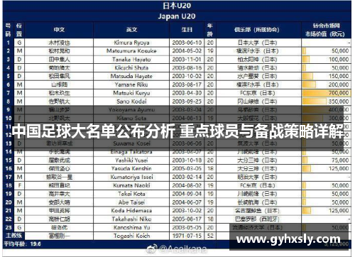 中国足球大名单公布分析 重点球员与备战策略详解
